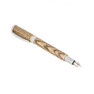 Tiger Oak and Black Vertex Supreme Fountain Pen with Chrome and Gold