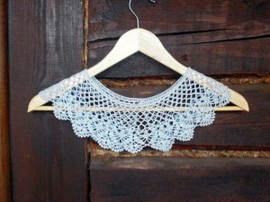 Crochet blue lace COLLAR, detachable collar, Peter Pan collar
