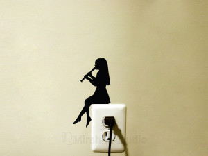girl playing flute sticker