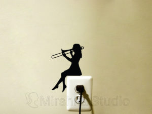 woman trombone player sticker