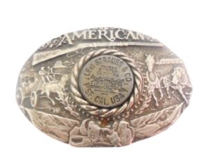 LEVI STRAUSS & Co metal belt buckle American Model AN0015 Made in Italy Zamak 100% California USA cowboy buckle for him or her Collectible