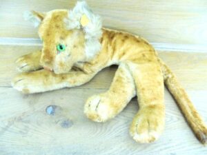 STEIFF Germany TIGER Cub Jungtiger 23281 2328,1 Original with button from 1955 measures approx cm 28 stuffed animal toy Mohair
