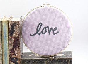 Inspirational Word Lilac Love Finished Cross Stitch Art