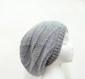Knit oversized beanies in swirl pattern