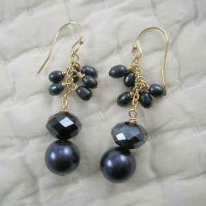 Blue Pearl and Gold Filled Earrings