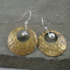 Brass and a Blink of Silver Earrings