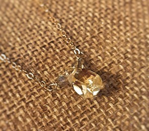 Citrine Gemstone Pear 14k Goldfilled Chain Necklace