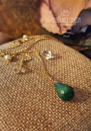 Emerald Briolette Necklace