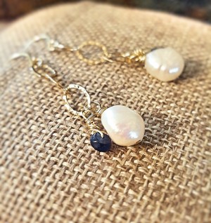 Baroque Pearl Sapphire Earrings