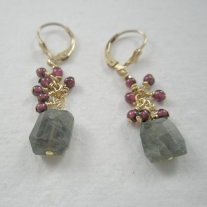 Garnet and Gray Earrings