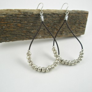 Teardrop Leather Hoops Earrings