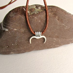 Silver Mens Necklace, Buffalo Pendant