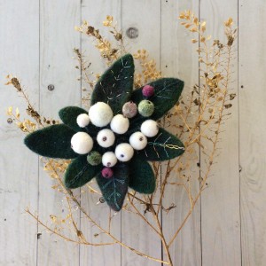 Handmade felted brooch Snowberry