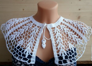 Crochet detachable COLLAR, white lace collar, bolero collar, wedding collar,