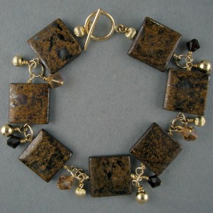 Brown with Gold Veins and Beads