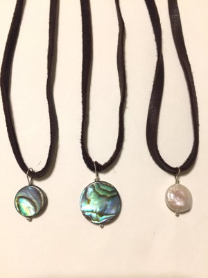 Abalone and Pearl Choker Necklaces