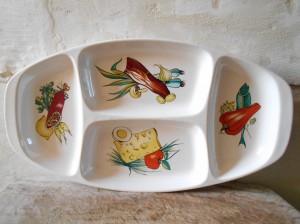 Large Villeroy Boch plate, VB appetizer tray mid century design vegetables dish porcelain serving platter retro kitchen 50’s 60’s decor.