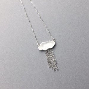 Silver Rain Cloud Pendant, Minimalist Raindrops Charm, Rainy Day Weather Jewelry, Silver Lining, Gifts for Women, Little Rain Cloud Necklace