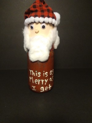 Grumpy Santa Gag Gift, White Elephant Gift, This Is As Merry As I Get, Repurposed Glass, Christmas Decor