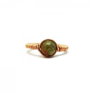 Unakite Copper Ring