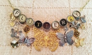 Flutterby Butterfly Typewriter Key Necklace
