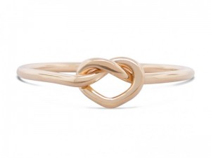 SOLID GOLD HEART KNOT PROMISE RING, THICK GAUGE