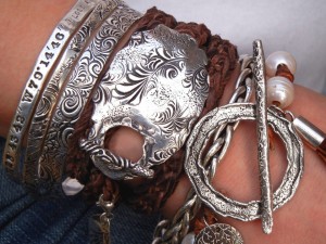 Floral Leather Wrap Bracelet