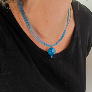 Ocean Blue Necklace, Leather Choker