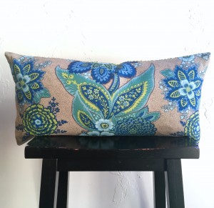 SET Annie Selke Decorative Pillow Covers, Navy Blue and Lime Green, 12×24 Colorful Spring Pillows, Lumbar Pillow Covers, Blue Floral Pillows