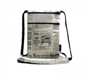 Vintage Newspaper Articles small zipper pouch, Passport holder, Fabric travel wallet, Neck Pouch, Sling bag, Travel Accessory, Black & White