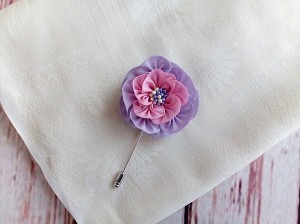 Violet Pink Camellia Flower Pin, Scarf Pin, Hat Pin, Lapel Pin Men, Wedding Boutonniere, Kanzashi Inspired Fabric Flower, Gift for Her/ Him