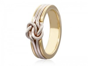 Unique engagement ring, double love knot gold wedding ring