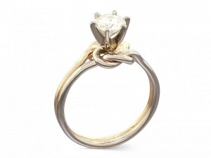 Forever One Moissanite engagement ring, double love knot ring, solid 14k gold ring