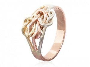 14k solid gold triple love knot ring, mother daughter family love knot ring