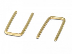 Solid gold staple earring studs, simple bar ear climbers