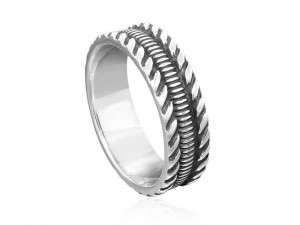 Simple patterned sterling silver stack band