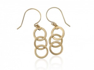 14k solid gold open circles dangle earrings