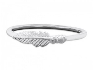 Sterling silver stackable feather ring