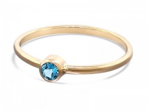 Swiss Blue topaz stacking gold ring