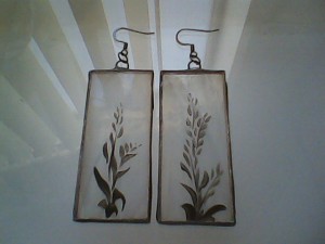 Hand Painted Stained Glass Earrings, Kiln fired!
