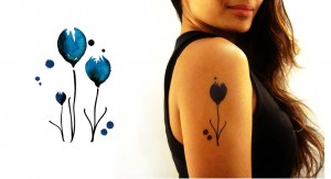 Temporary Tattoo Watercolor Blue Tulips