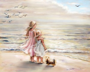 beach painting, Girls decor, sisters, kids art, sea, daughters “The Ocean’s Lullaby”