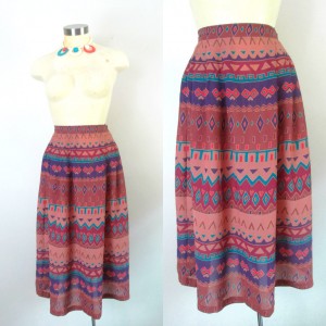 1970s Aztec Print Sheer Skirt