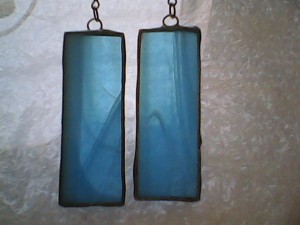 Stunning Blue Stained Glass Earrings, Tiffany style.