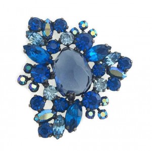 Weiss Brooch Blue Signed WEISS in Block 1940s WEISS Jewelry Rhinestone Brooch Antique Jewelry Wedding Jewelry Something Blue and Old