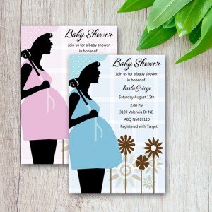 Pink or Blue Umbrella Baby Shower Invitations