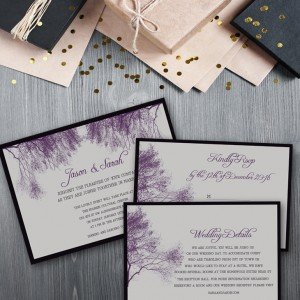 Purple and Gray Wedding Invitations
