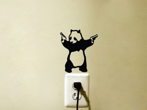 panda with guns banksy decal