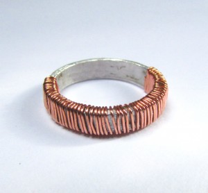 Aluminum Ring with Unique copper wire wrap.