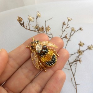 Beaded Honey Bee Brooch